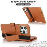 Leather Zipper Wallet Phone Case with Card Holder & Wrist Strap for iPhone 16 Series – Stylish Convenience