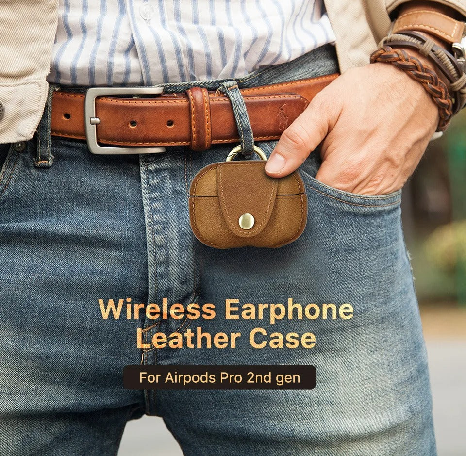 Premium Handmade Cowhide Leather Pouch for AirPods Pro 2