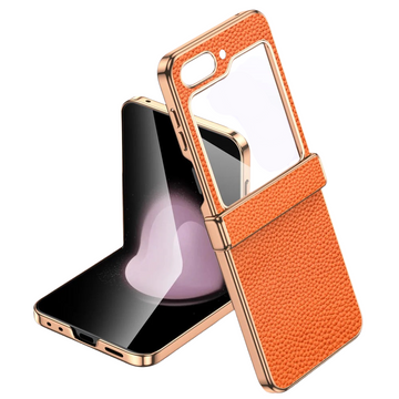 Luxury Cowhide Leather Phone Case for Samsung Galaxy Z Flip 6