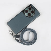 Genuine Leather Case for OnePlus 12 with Lanyard and USB Charging Cable