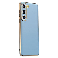 Genuine Leather Plating Shockproof Back Case for Samsung Galaxy S23 Series