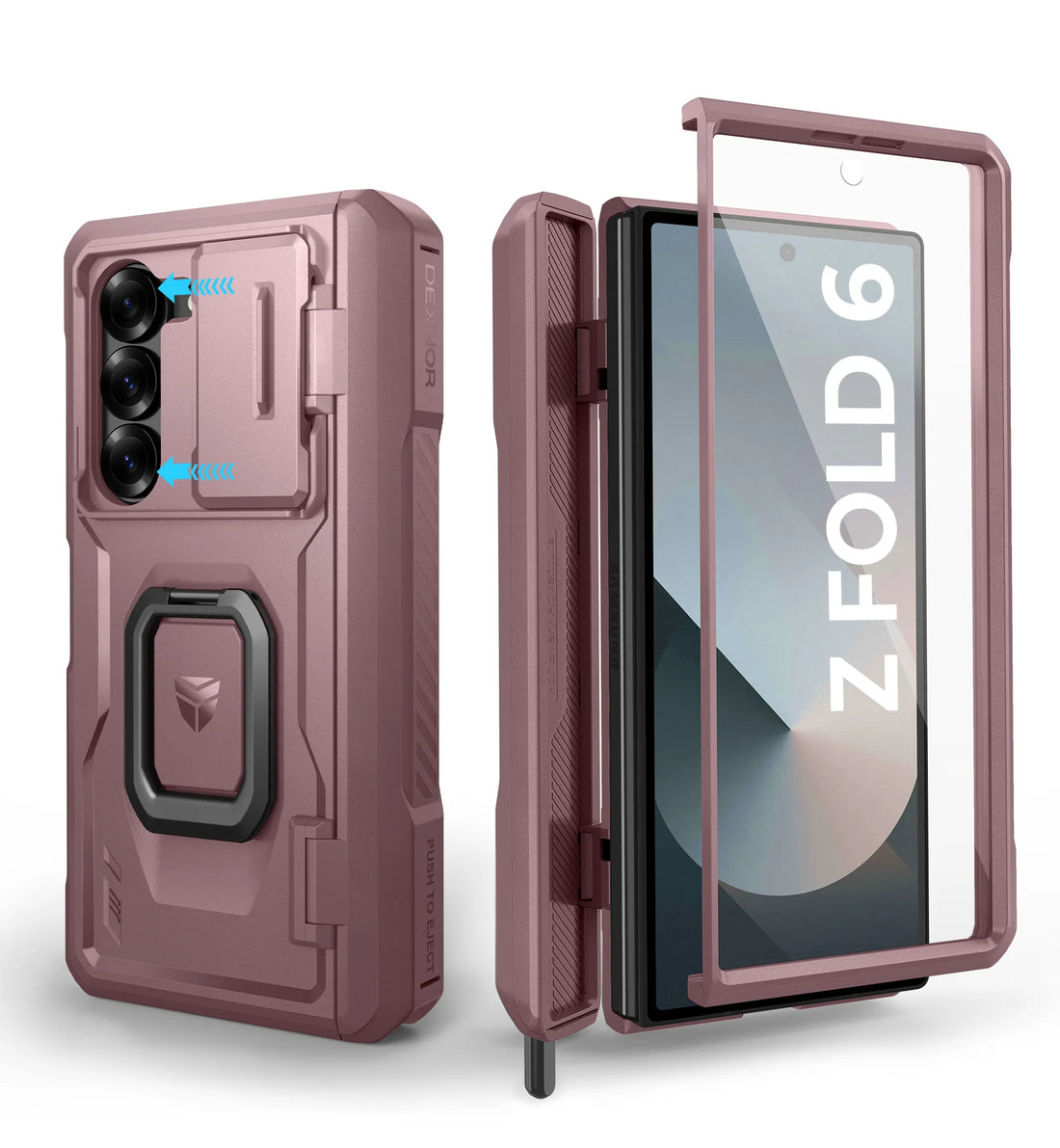 Samsung Galaxy Z Fold 6 Heavy Duty Armor Case with Built-in Ring Stand and S Pen Holder