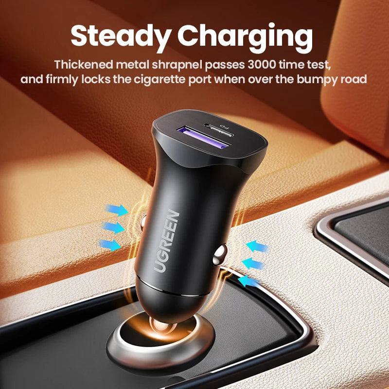 UGREEN 30W USB-C Car Charger with PD3.0 & Quick Charge 4.0