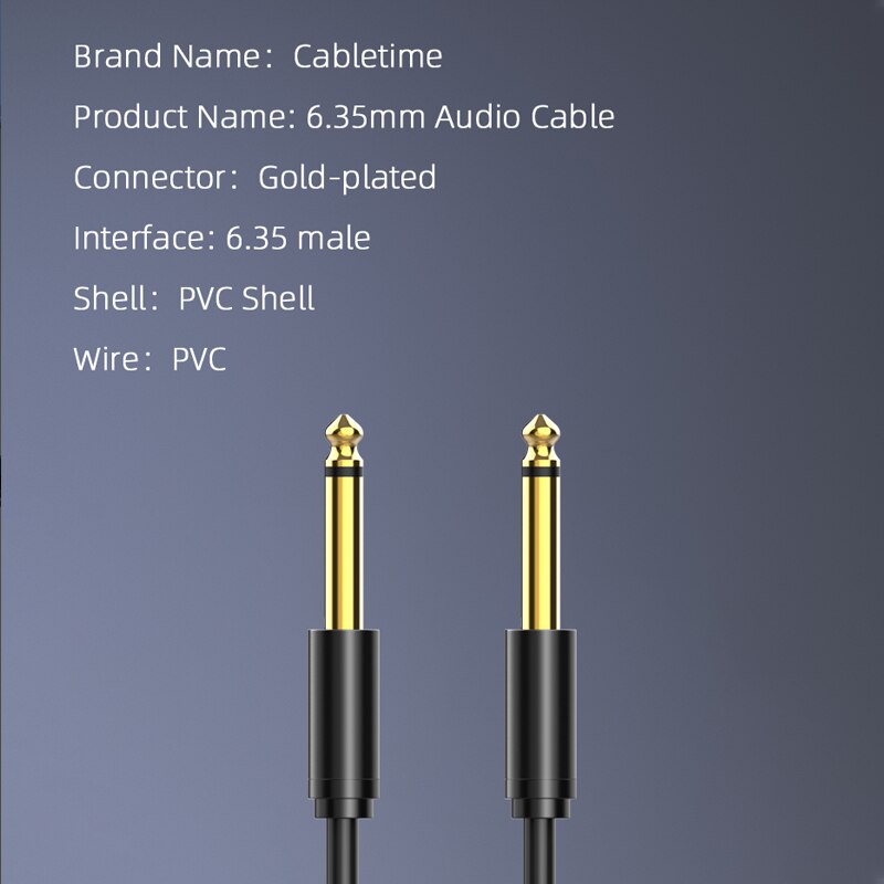 CABLETIME 6.5mm Audio Jack Cable