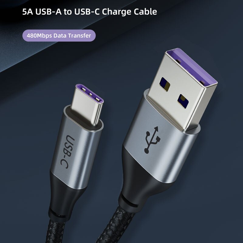 CABLETIME 5A USB-A to USB-C Charge Cable