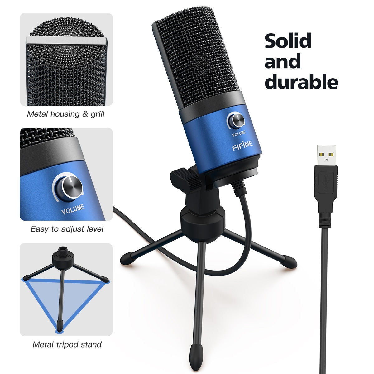 FIFINE Metal USB Condenser Recording Microphone