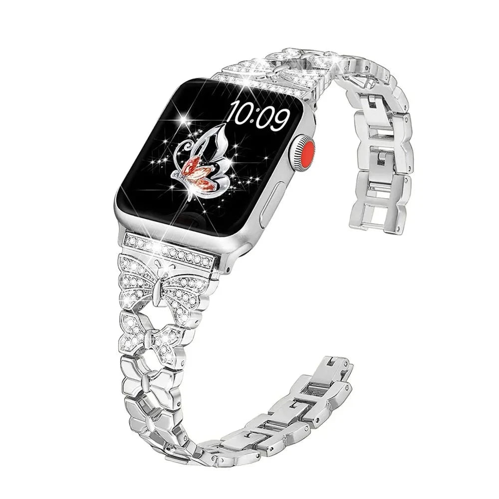 Elegant Adjustable Bling Silver Metal Bracelet Strap for Apple Watch