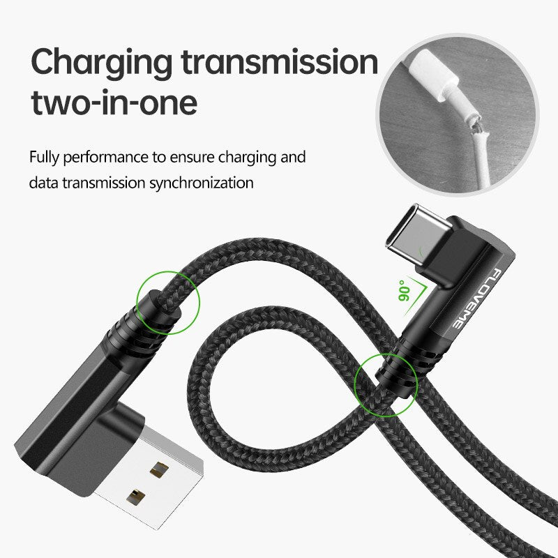 FLOVEME 3A Fast Charger Cable Type C / Lightning / Micro USB