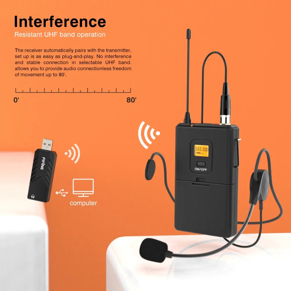 Fifine Wireless Lavalier Microphone with USB Receiver – Seamless Audio for Professionals