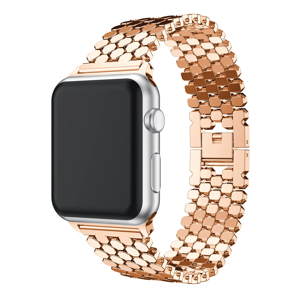 Stainless Steel Fish-Scale Metal Link Strap for Apple Watch