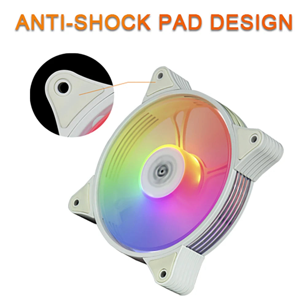 Aigo AR12 White 120mm RGB Cooling Fan - 3-Pin, Aura Sync, Silent Case Fan with Controller