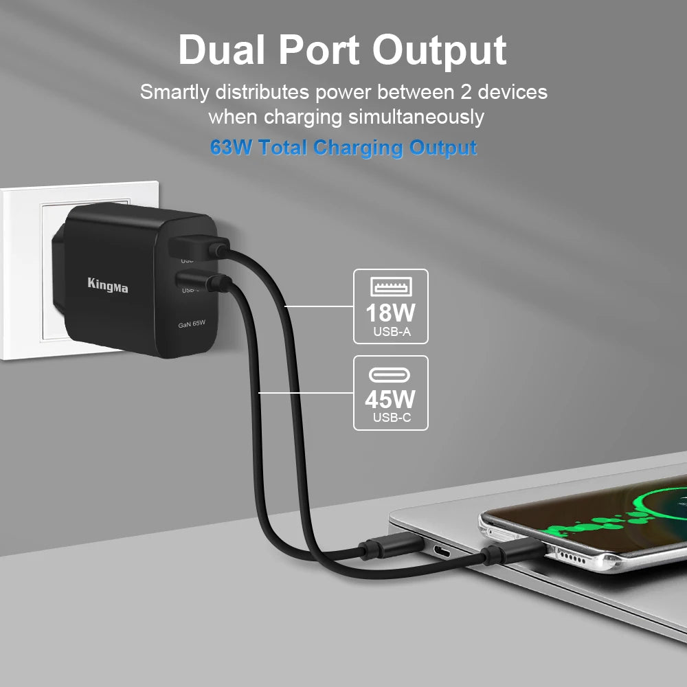 KingMa 65W GaN Laptop Power Adapter for Microsoft Surface