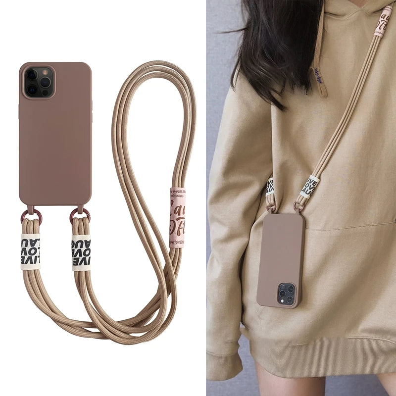 Crossbody Necklace Strap Lanyard Cord Soft Case for iPhone 14 Series