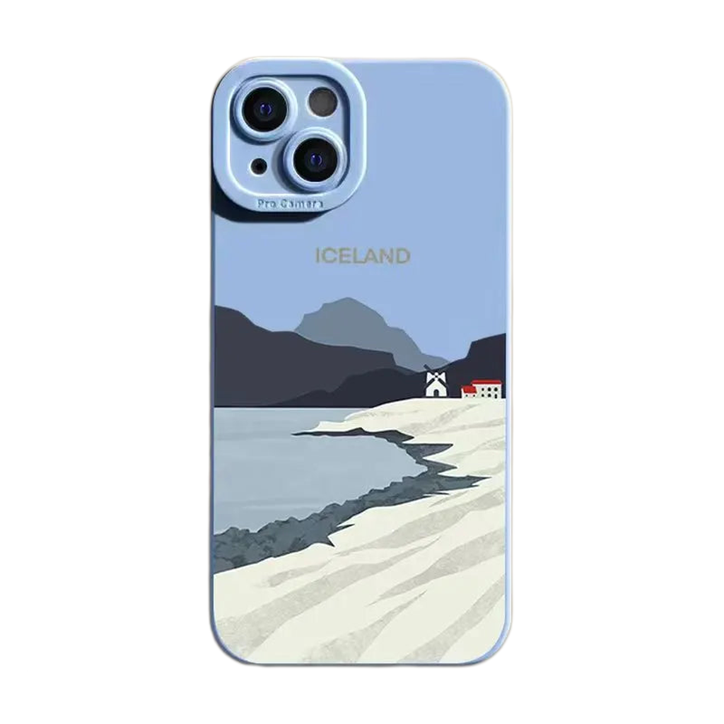 Landscape Oil Painting Anti-Shock Lens Protection Case for iPhone 14 Series