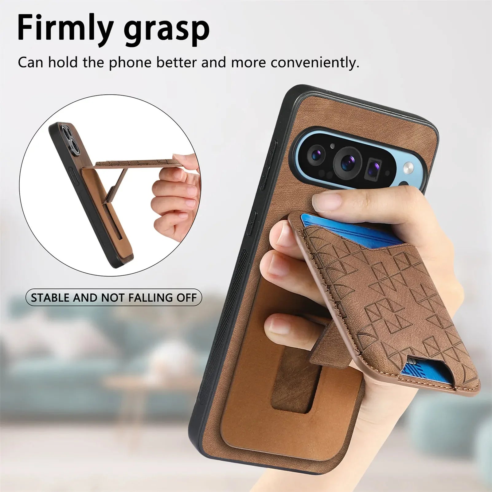 Slim Fit Vertical Card Holder Leather Case with Kickstand for Google Pixel 9 Series