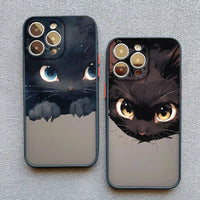 Adorable Black Cat Cartoon Phone Case for iPhone 15 Series