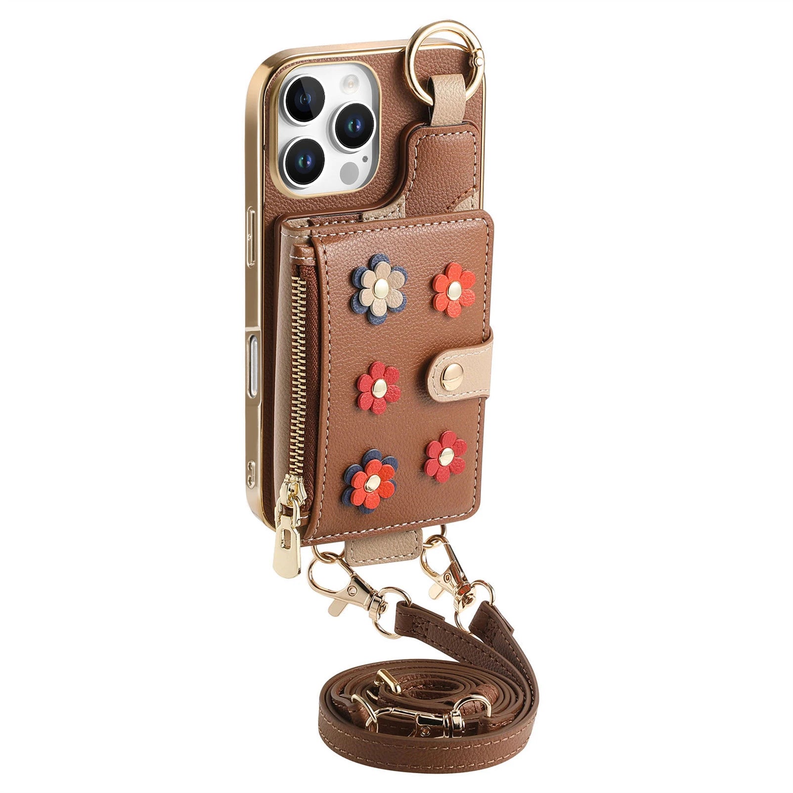 Versatile Ring Crossbody Lanyard Leather Case for iPhone 16 Series