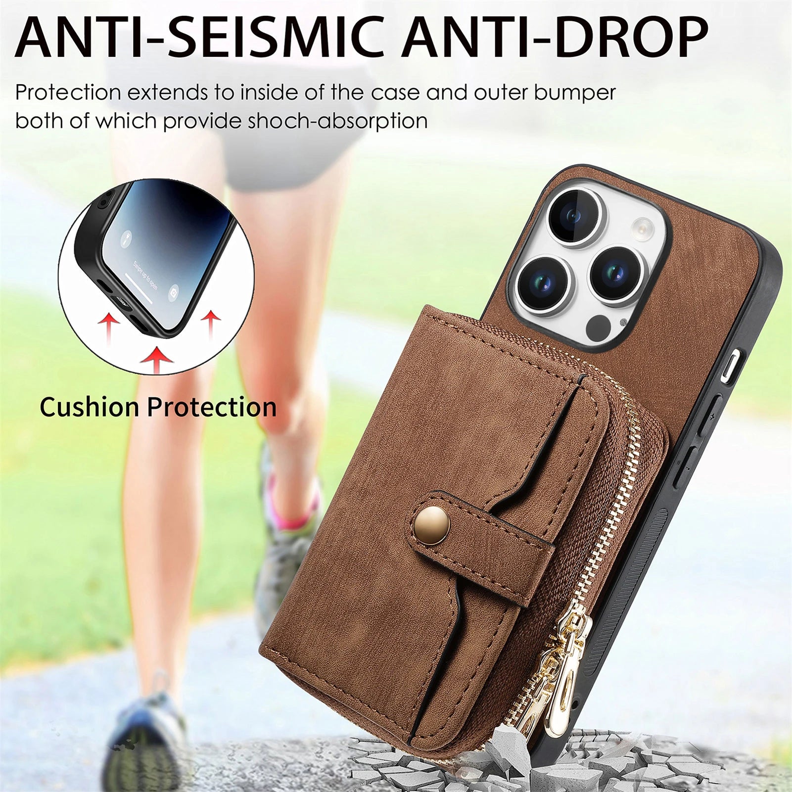 Crossbody Lanyard Leather Case with Card Holder and Kickstand for iPhone 16 Series – Stylish & Practical