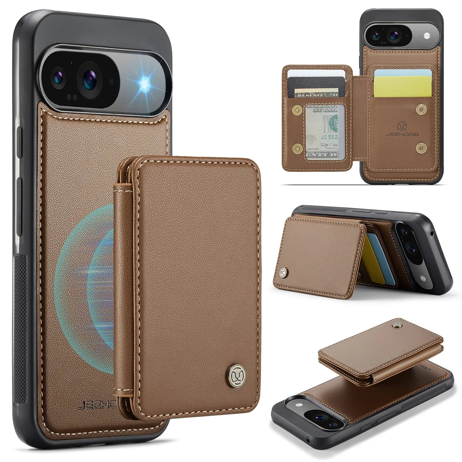 2-in-1 Detachable Magnetic Leather Wallet Case with Card Slots for Google Pixel 9 Series