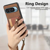 Retro PU Leather Wrist Strap Phone Case with Stand & Card Holder for Google Pixel 9 Series