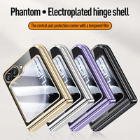 Electroplating Transparent Shockproof Phone Case with Full Hinge Protection for Samsung Galaxy Z Flip 6