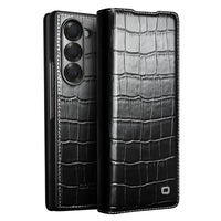 Luxury Genuine Cowhide Leather Flip Case for Samsung Galaxy Z Fold 6 with Crocodile Texture