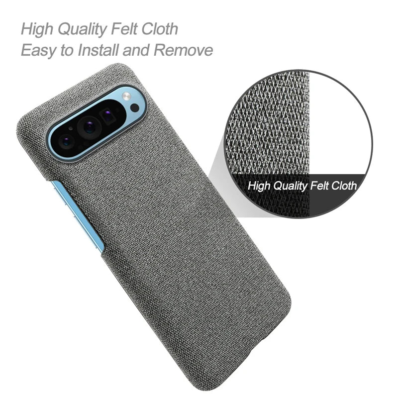 Ultra Thin Hard PC Anti-slip Case with Woven Textile Fabric Cloth Back for Google Pixel 8 Series