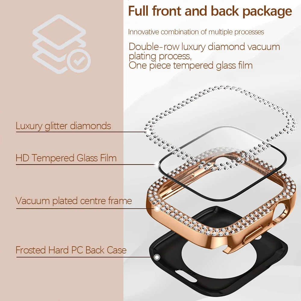 Waterproof Diamond Case with Screen Protector for Apple Watch