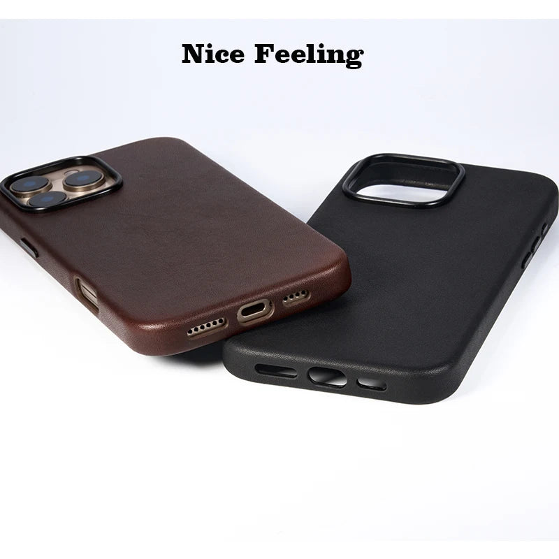 Genuine Cow Leather Case for iPhone 16 Series - Luxurious Protection, Stylish Design