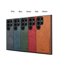 Leather Bracket Back Case with Card Holder for Samsung Galaxy S23 Series