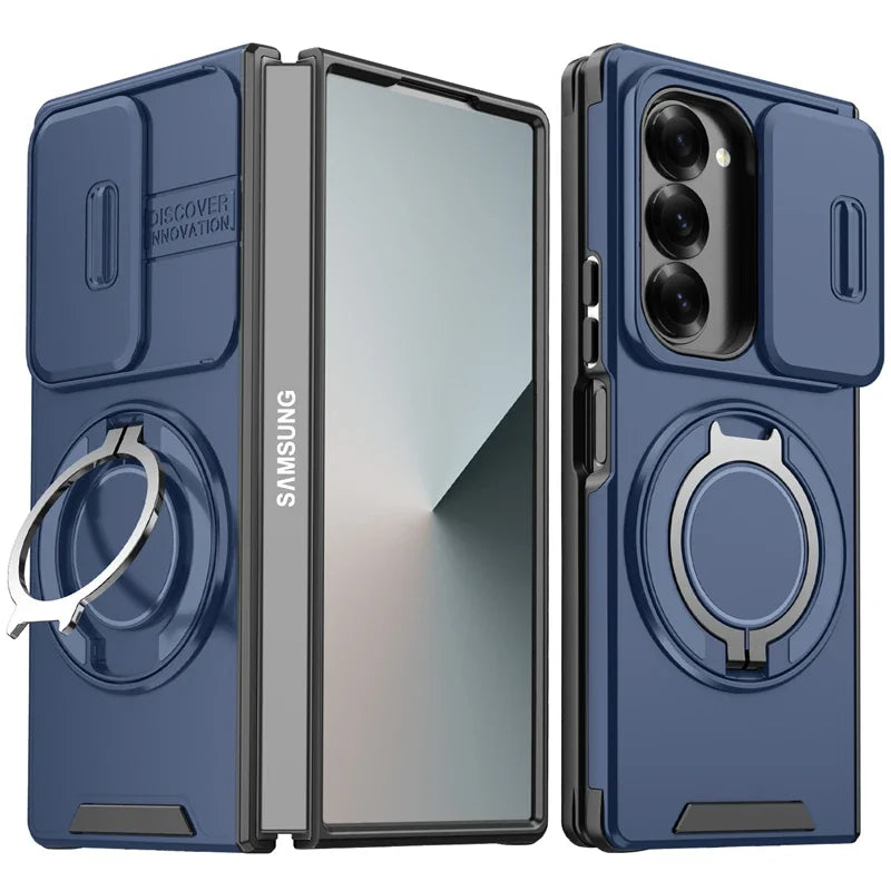 Heavy Duty Magnetic Armor Case with Ring Holder for Samsung Galaxy Z Fold 6