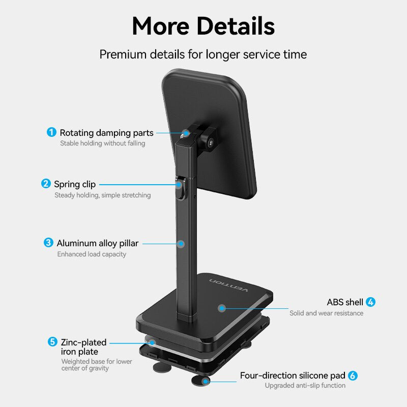 Height Adjustable Desktop Cell Phone Stand