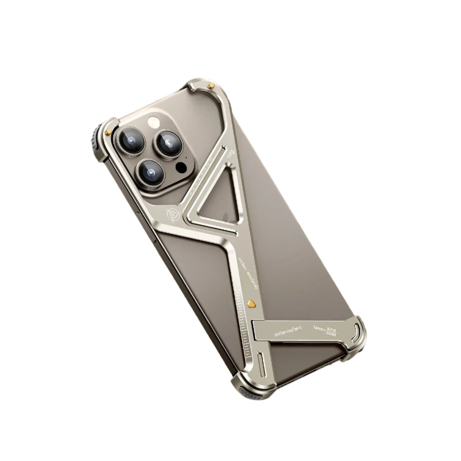 Aluminum Alloy Frameless Phone Case with Stand for iPhone 15 Series