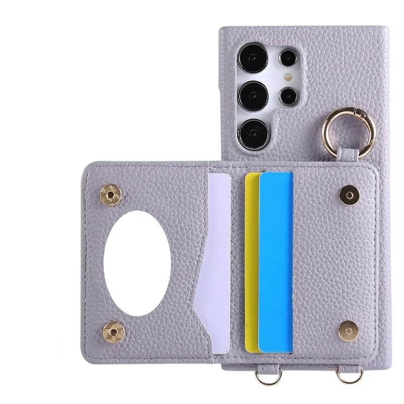 Crossbody Wallet Case with Card Slots and Mirror for Samsung Galaxy S24 Series