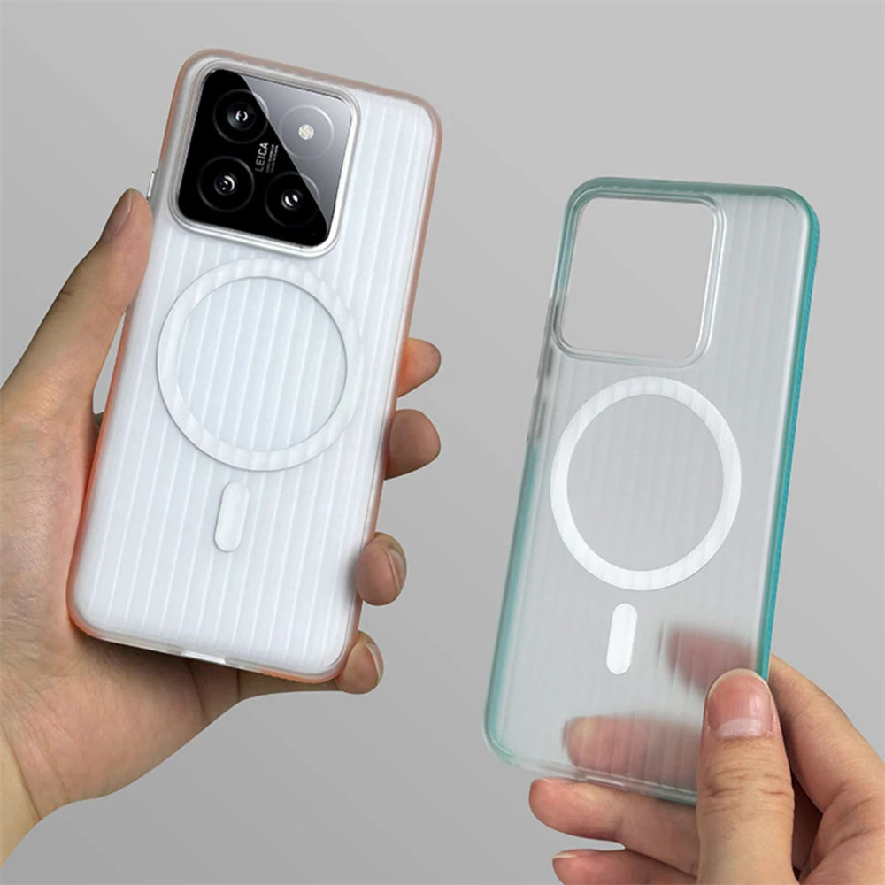 Corrugated Pattern Magnetic Wireless Charging Case for Xiaomi 14 Series