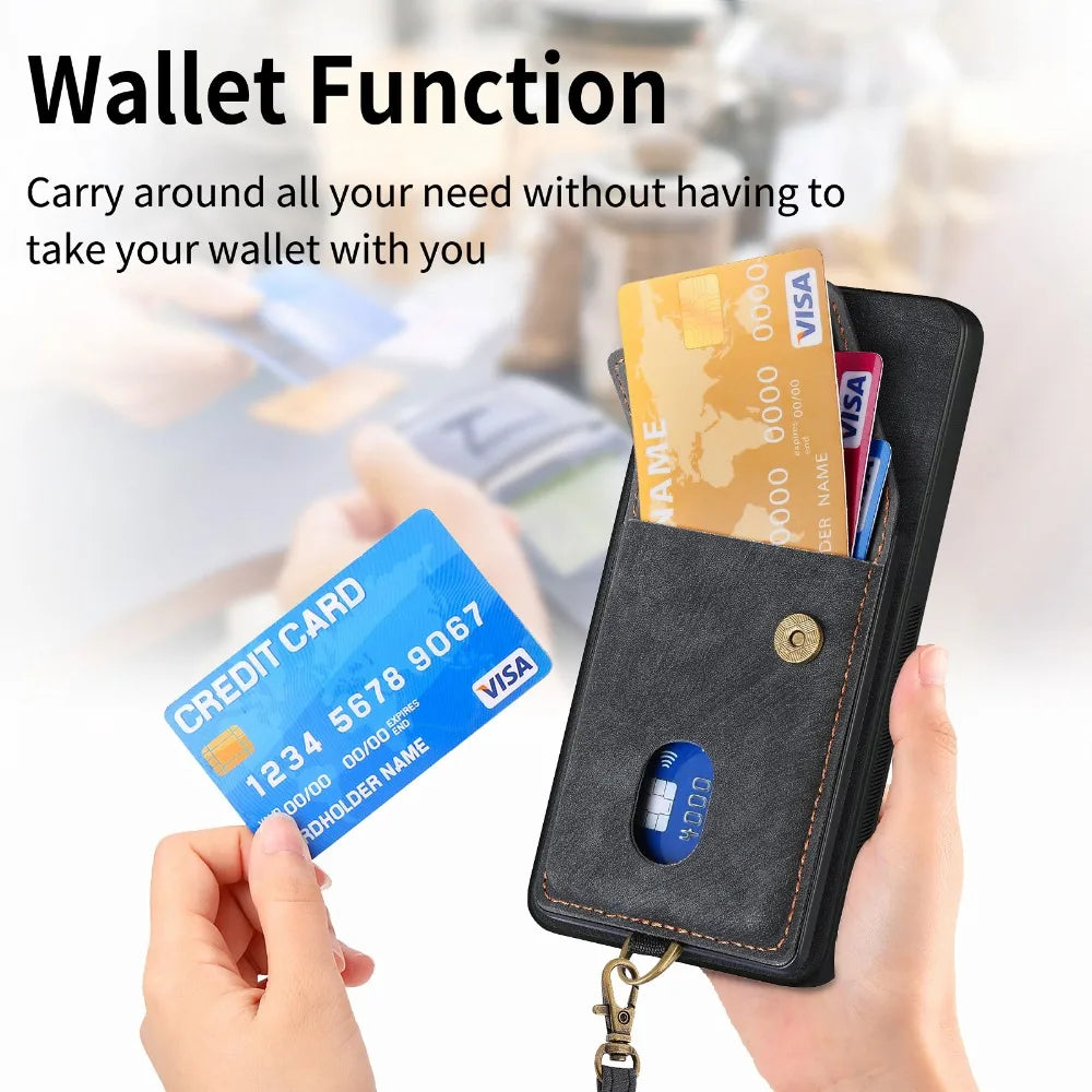 PU Leather Shockproof Wrist Strap Wallet Phone Case with Card Holder for Google Pixel 9 Series