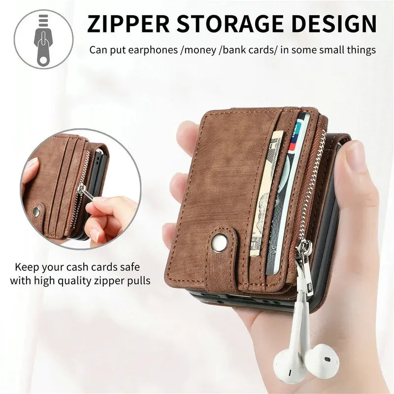 Luxury Zipper Card Wallet Case for Samsung Galaxy Z Flip 6 - Elegant Protection & Storage