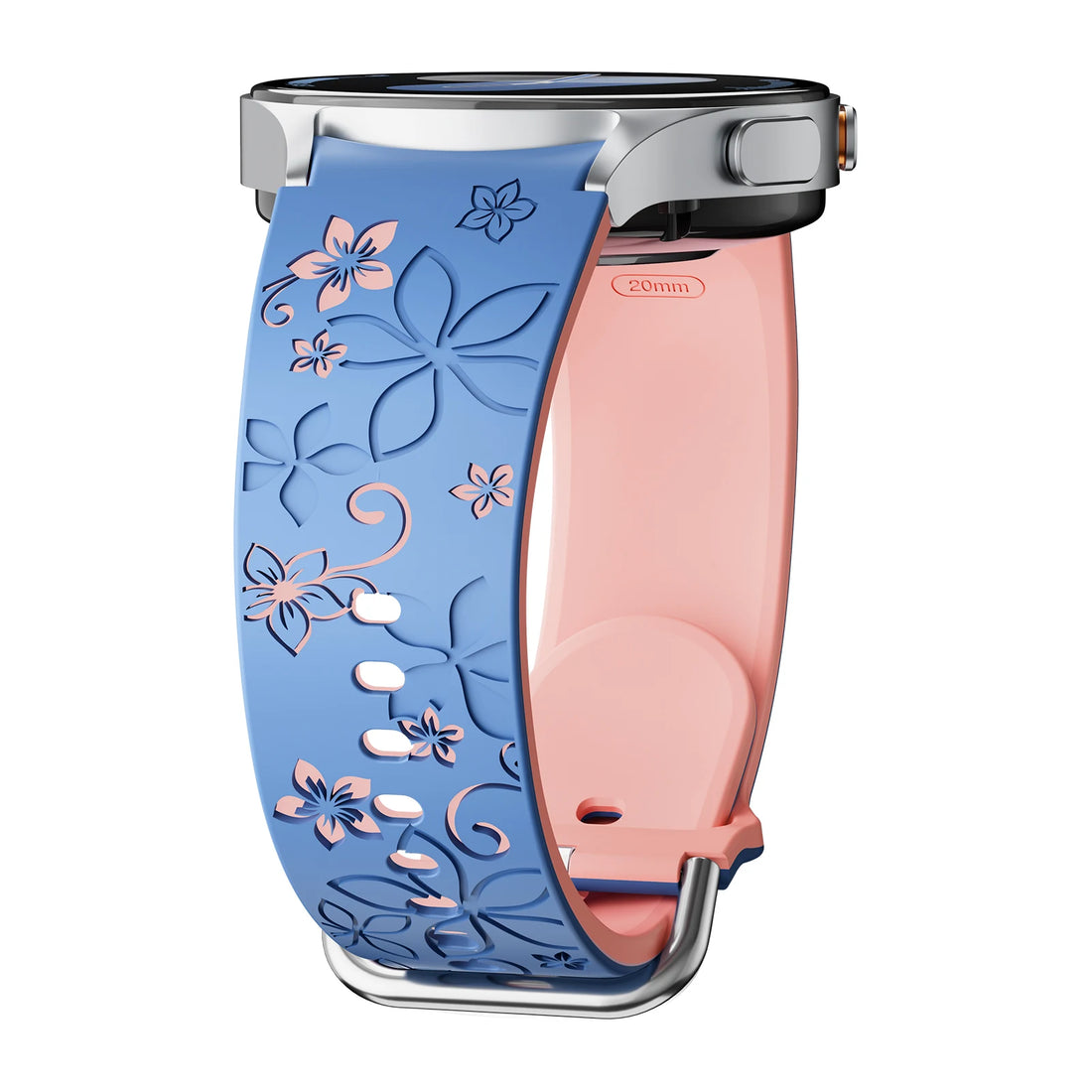 Dual-Color Floral Engraved Silicone Strap for Samsung Galaxy Watch 7