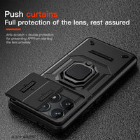 Shockproof Armor Slide Camera Lens Protection Ring Stand Phone Case for Xiaomi POCO X6 and POCO X6 Pro