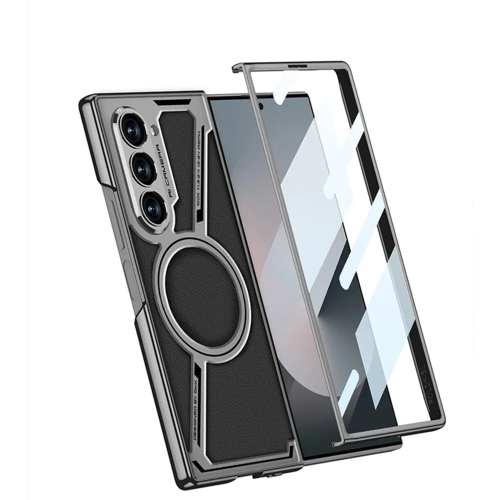 Luxury Electroplated Magnetic Leather Case for Samsung Galaxy Z Fold 6