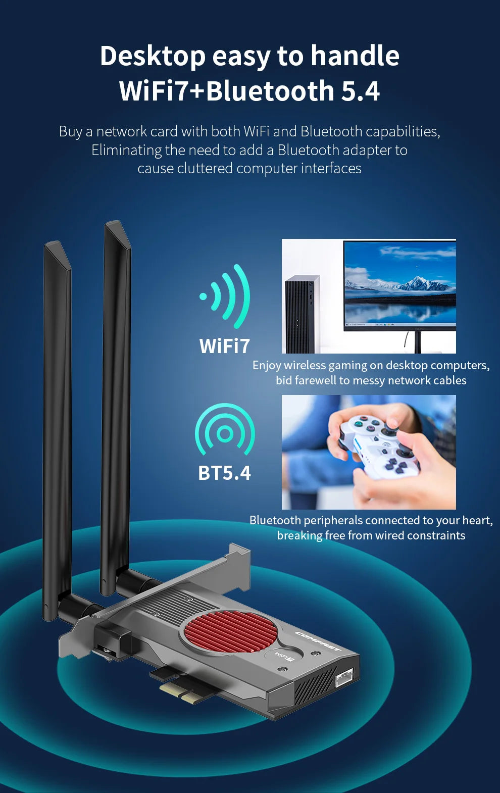 Comfast WiFi 7 Intel BE200 PCI Express WiFi Card