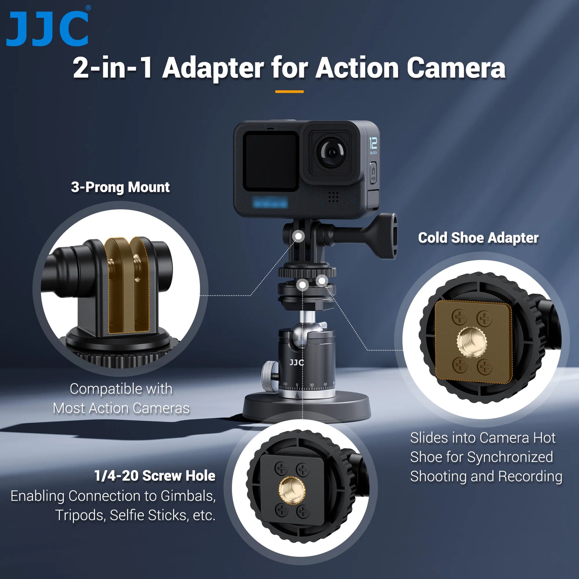 JJC Action Camera 1/4" Tripod Mount Adapter