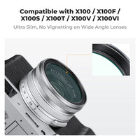 K&F Concept MCUV Black Mist 1/4 Filter Kit with Metal Square Lens Hood for Fujifilm X100 Series