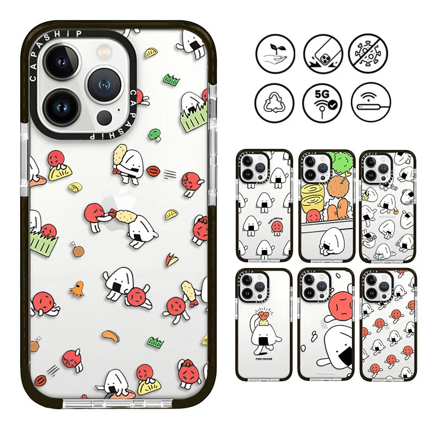 Cute Cartoon Rice Ball Party Soft TPU Shockproof Back Case for iPhone 15 Series