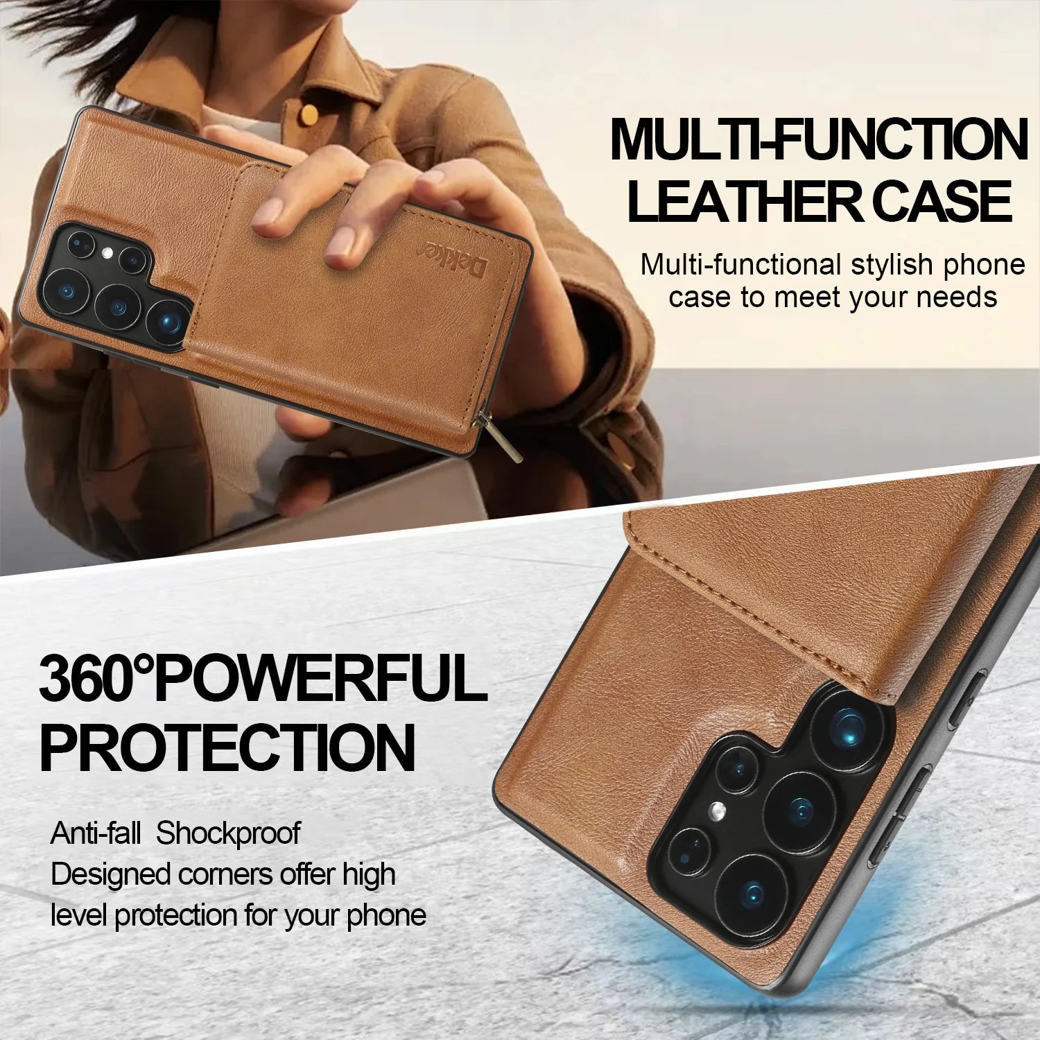 Magnetic Detachable Wallet Case for Samsung Galaxy S25 Series with Zipper and Card Slot