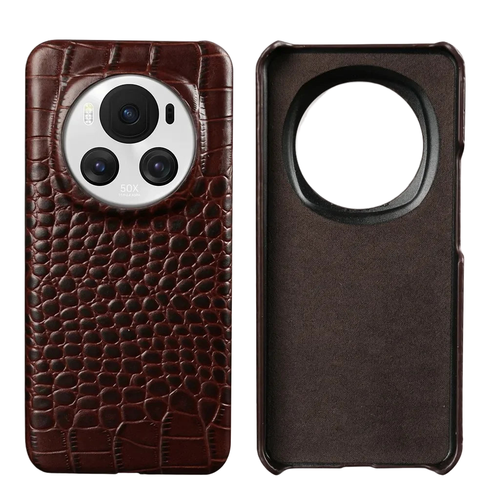 Genuine Leather Cowhide Fundal Back Shell Phone Case for Honor Magic 6 Pro