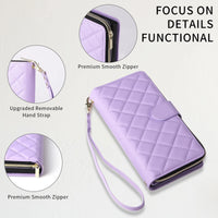 Crossbody Diamond Flip Multi-Card Zipper Wallet Leather Case for Samsung Galaxy S23 Seriess