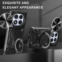 Slide Lens Protective Shockproof Armor Magnetic Case with Rotatable Ring for Xiaomi Redmi Note 14 Series