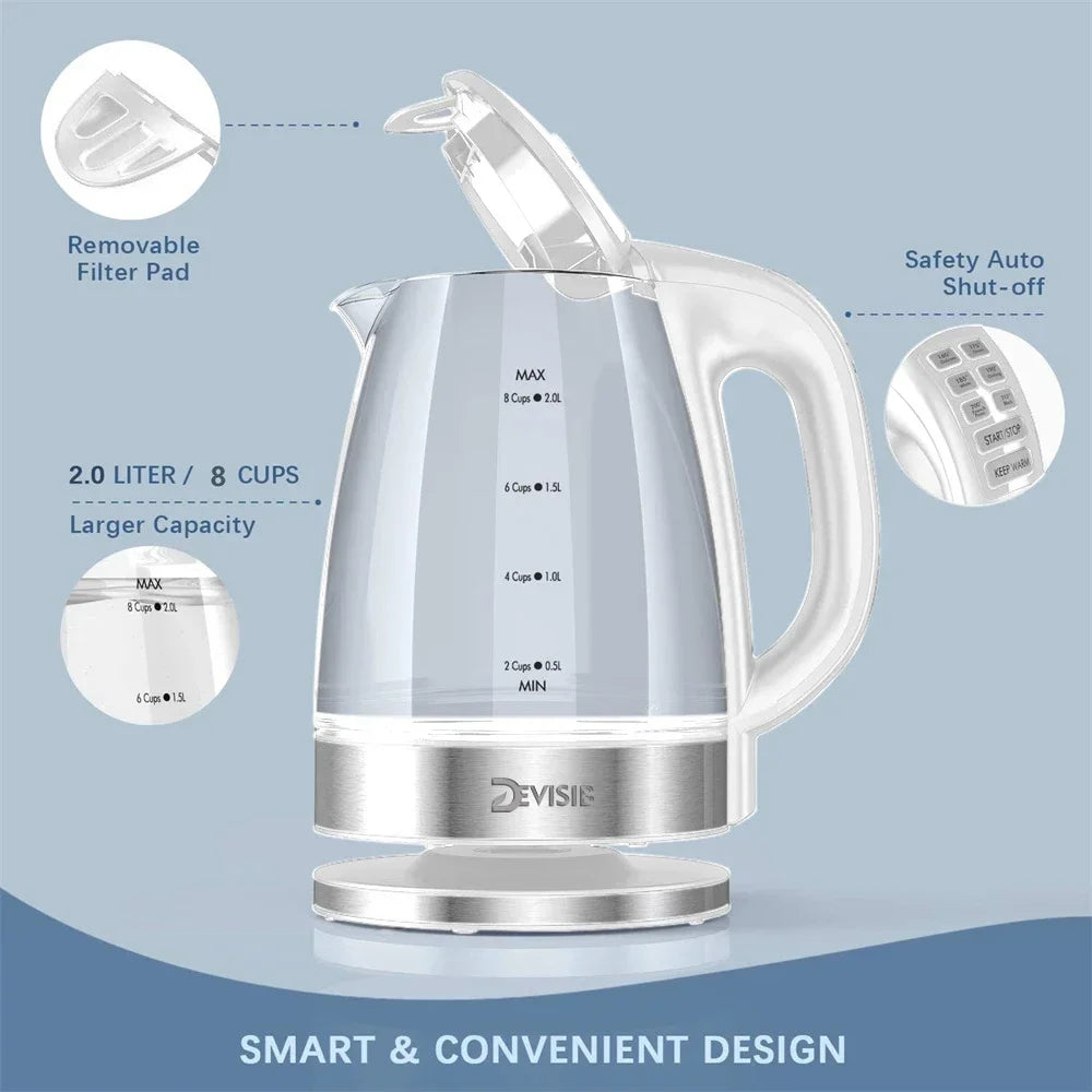 DEVISIB 2L Electric Kettle with Keep Warm Function and Variable Temperature