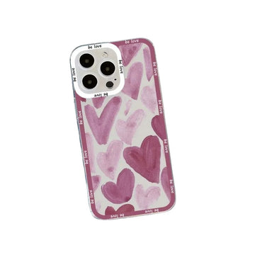 Hearts Pattern Clear Transparent Phone Case for iPhone 15 Series